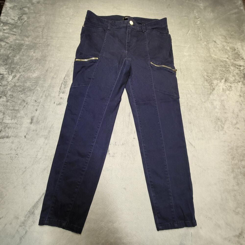 White House Black Market Pants Womens 6 Navy Skinny Crop Zip Pocket Stretch